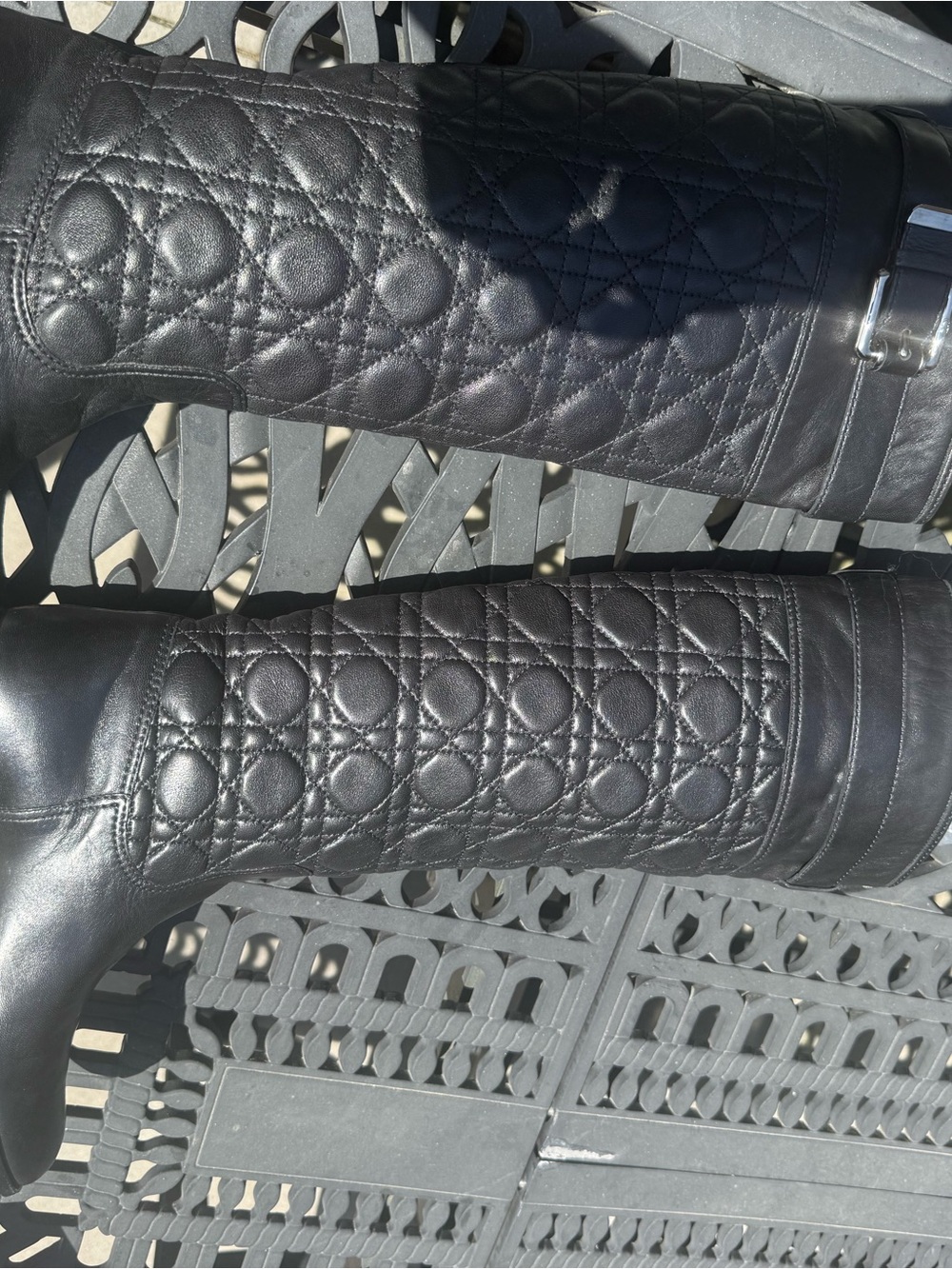 Dior Black Quilted Leather Riding Boots - size 8.5 - Picture 10 of 15